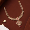 Blossom Ruby Pendant Swarovski Gold Necklace