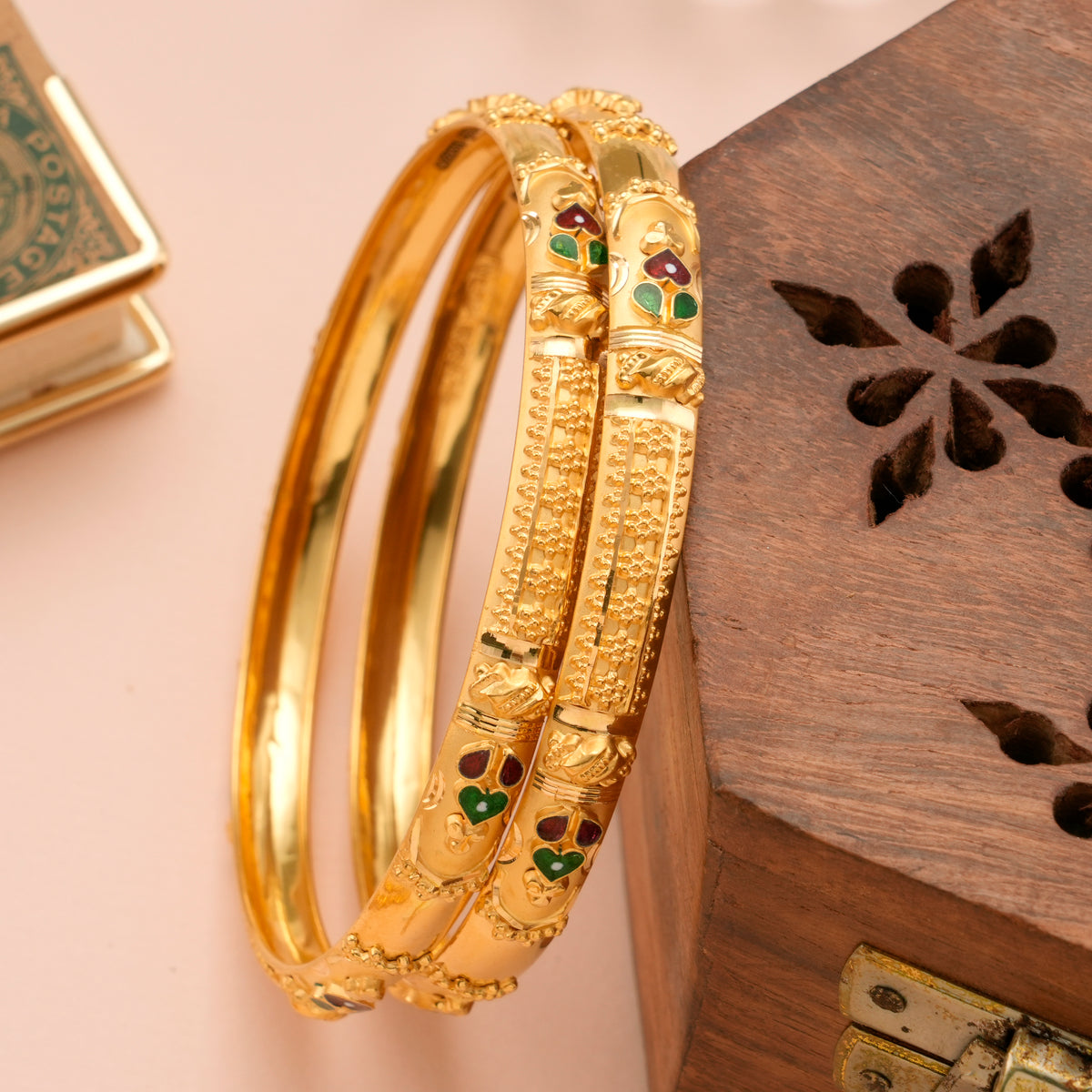 Fancy Floral Design Gold Bangle