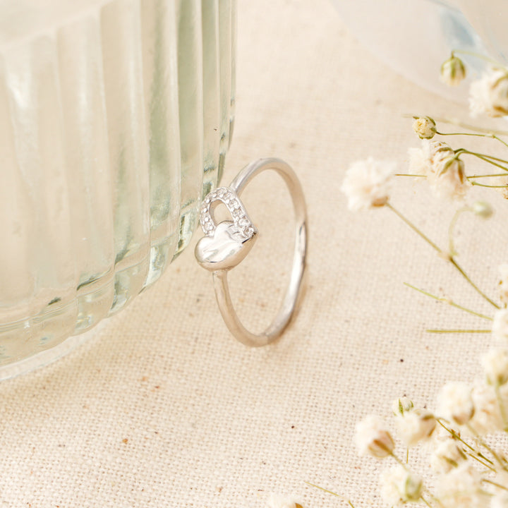 Heart Shape White Stone Ring