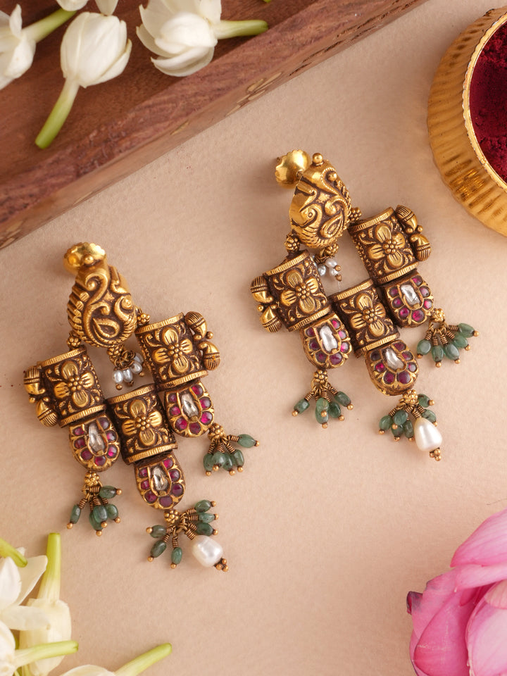 Handmade Vintage Antique Kundan Gold Earring