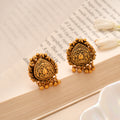 Traditional Floral Motif Antique Golden Stud