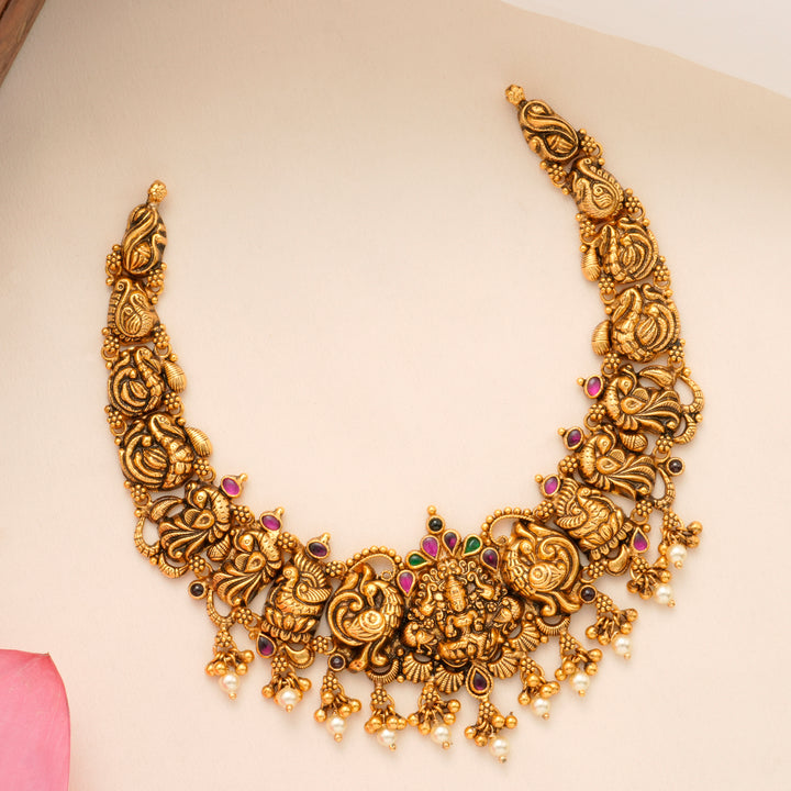 Pearl Drop Antique Lakshmi Necklace