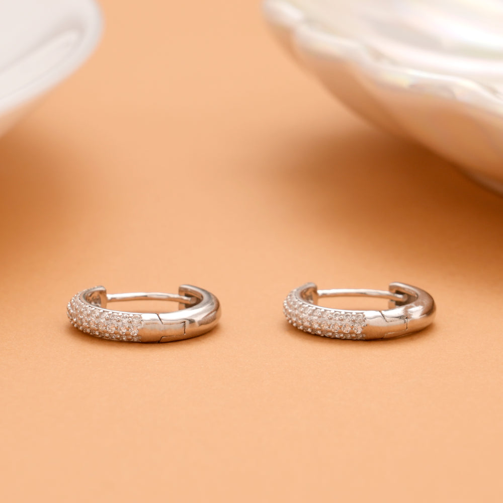 Minimal Spark Silver Hoops