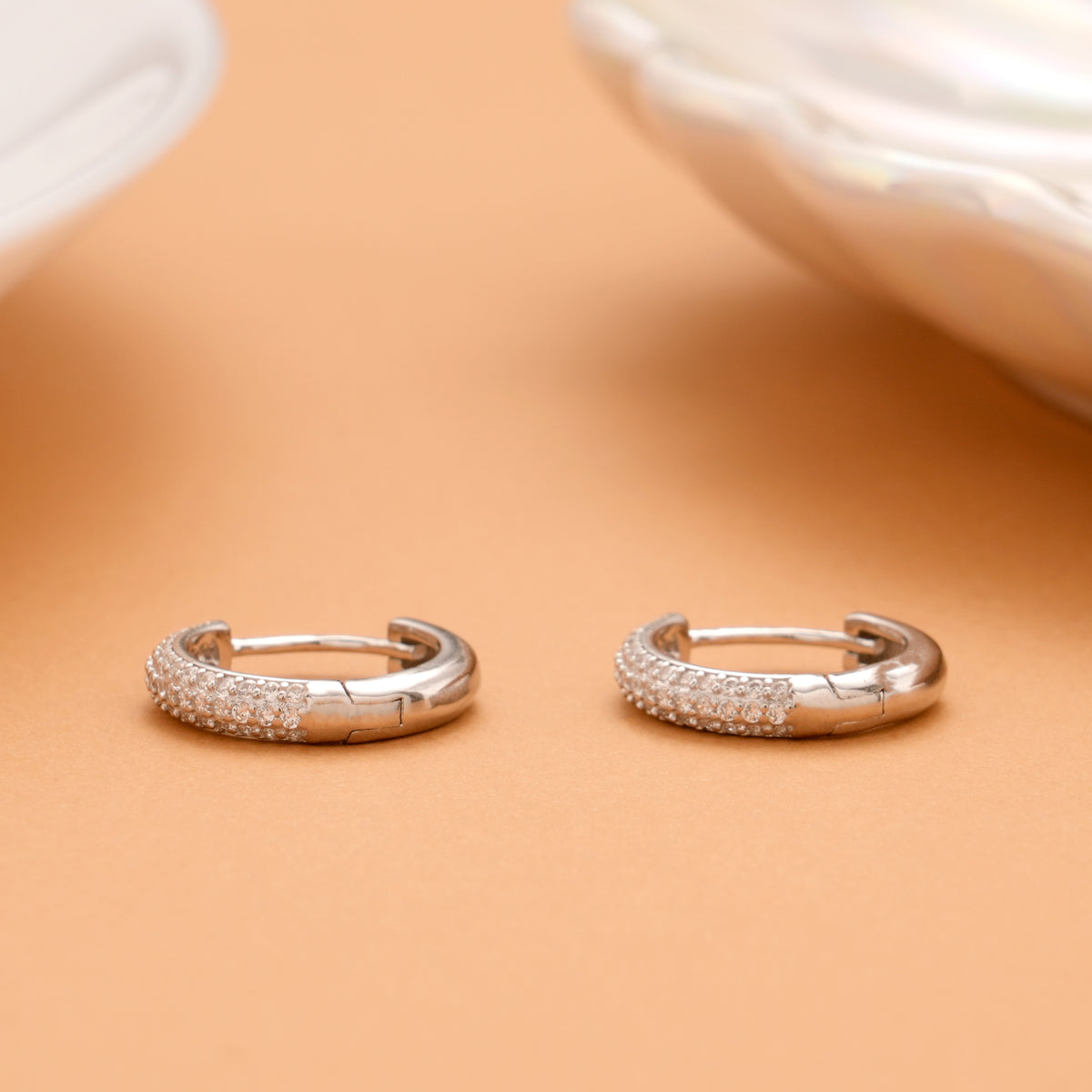 Minimal Spark Silver Hoops