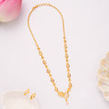 Classic Feather Pattern Golden Necklace Set