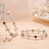 Royal Multi Stone Silver Bangle