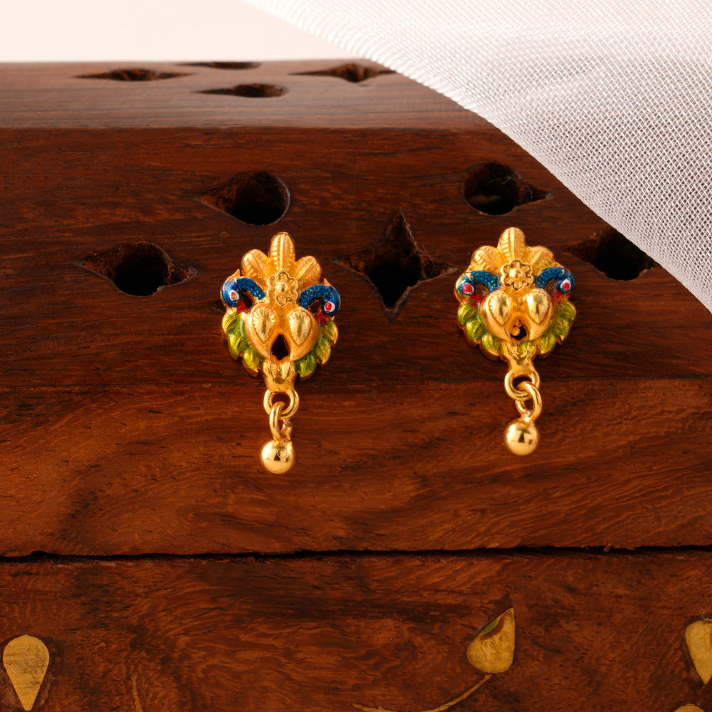 Designer Peacock Gold Plated Silver Earrings