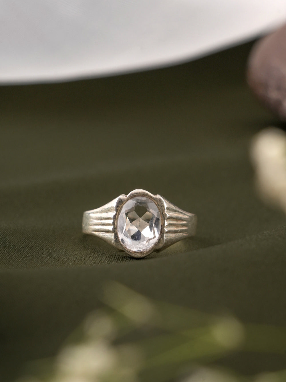 White Topaz Stone Silver Ring