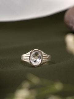 White Topaz Stone Silver Ring