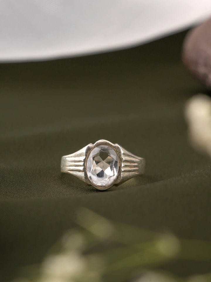 White Topaz Stone Silver Ring