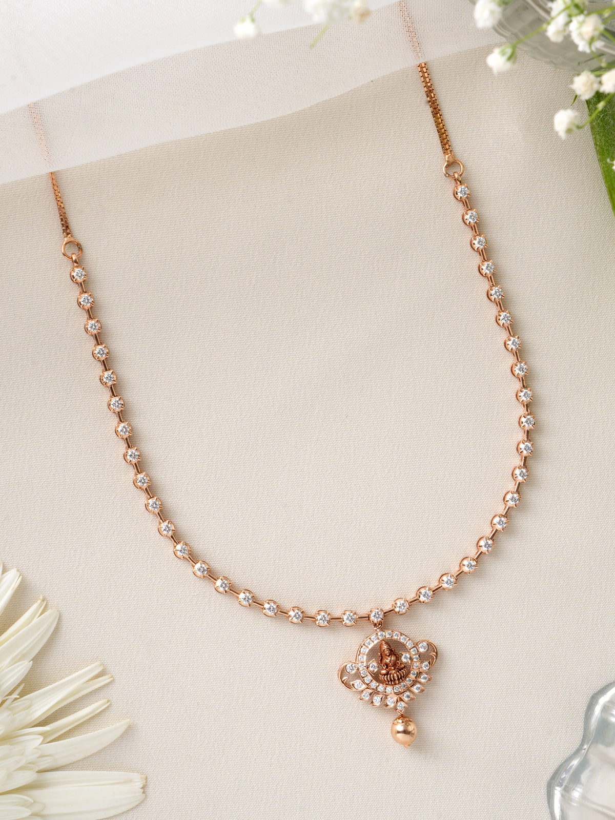 Lakshmi Pendant with Diamond Necklace