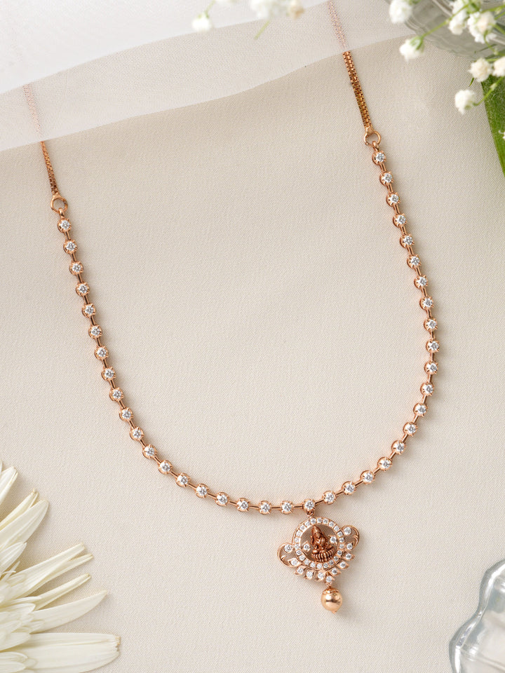 Lakshmi Pendant with Diamond Necklace