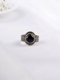 Black Studded Stones Rounded Ring