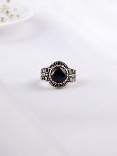 Black Studded Stones Rounded Ring
