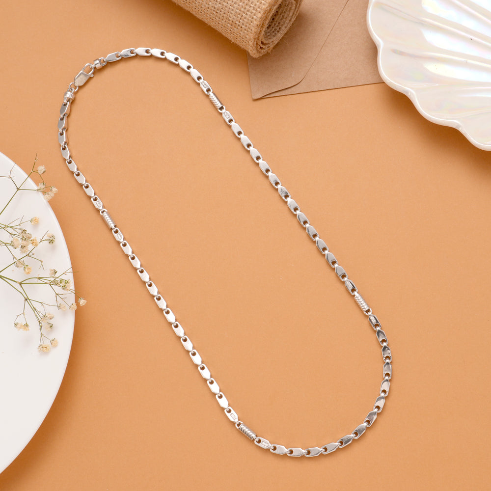 Bold Wheat Pattern Silver Men's Chain