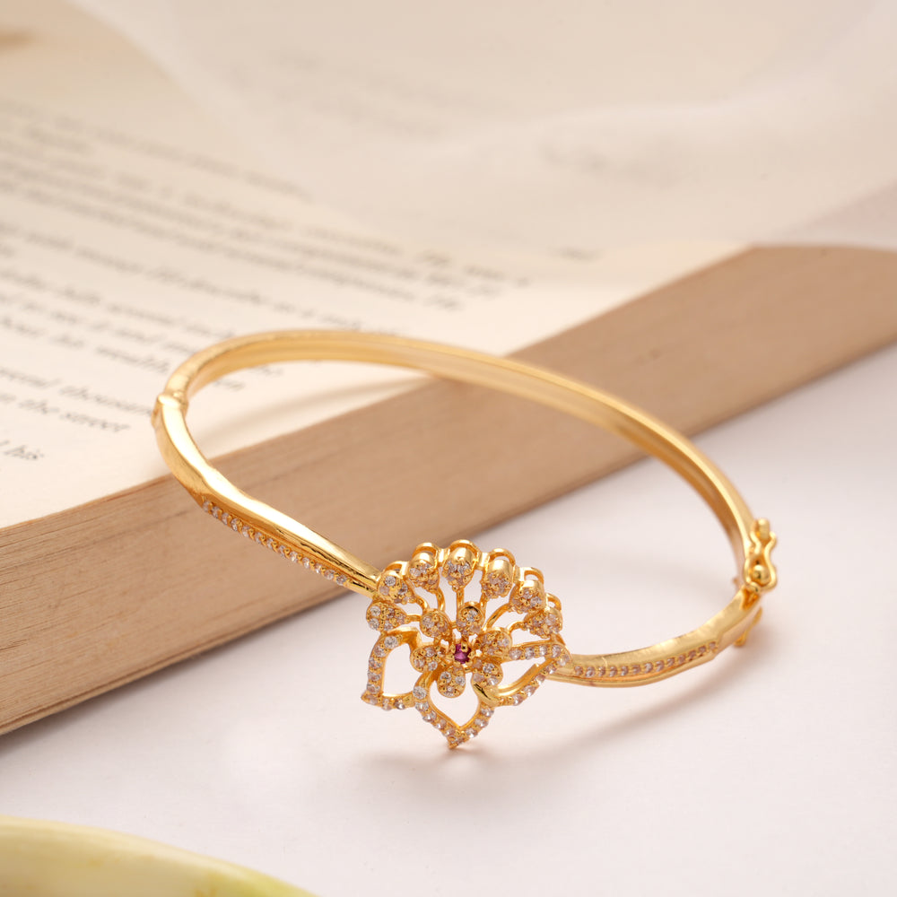 Blossom Ruby Floral Golden Kada