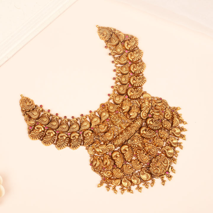 Antique Peacock Lakshmi Design Gold Necklace