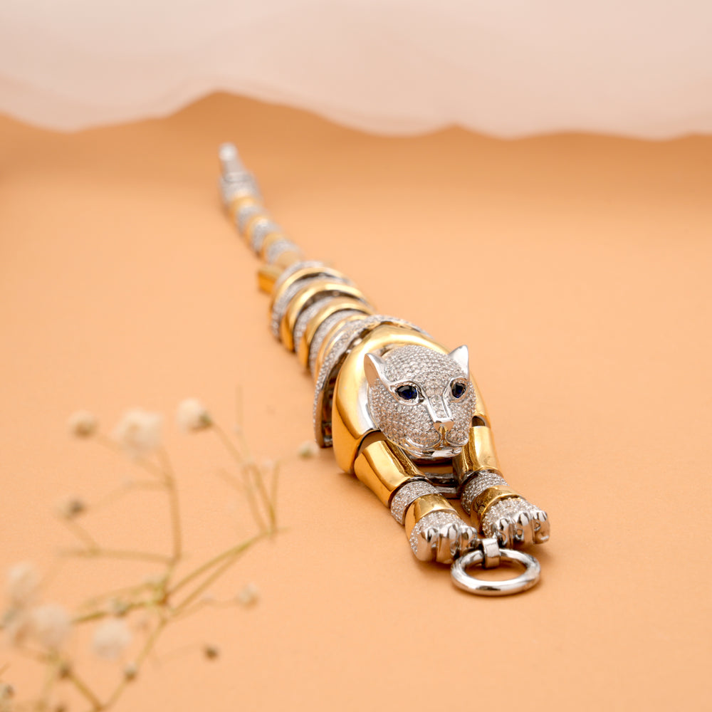 Trendy Jaguar Silver Gold Plated Bracelet
