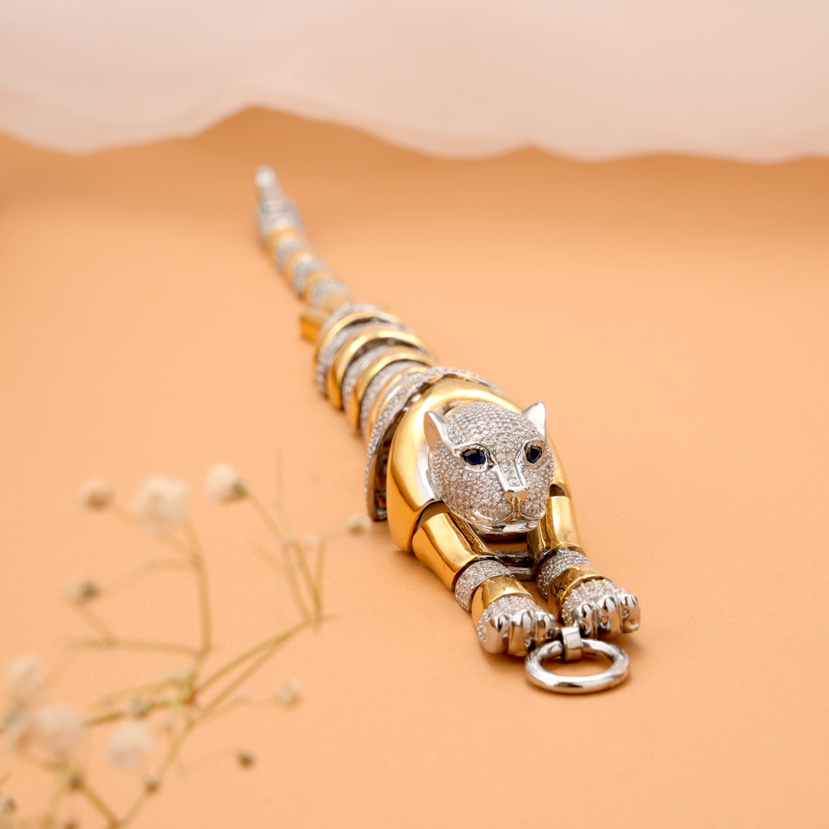 Trendy Jaguar Silver Gold Plated Bracelet