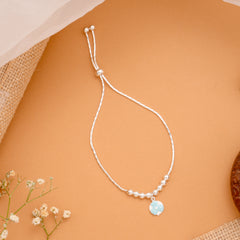 Silver Beaded Pull Chain Bracelet