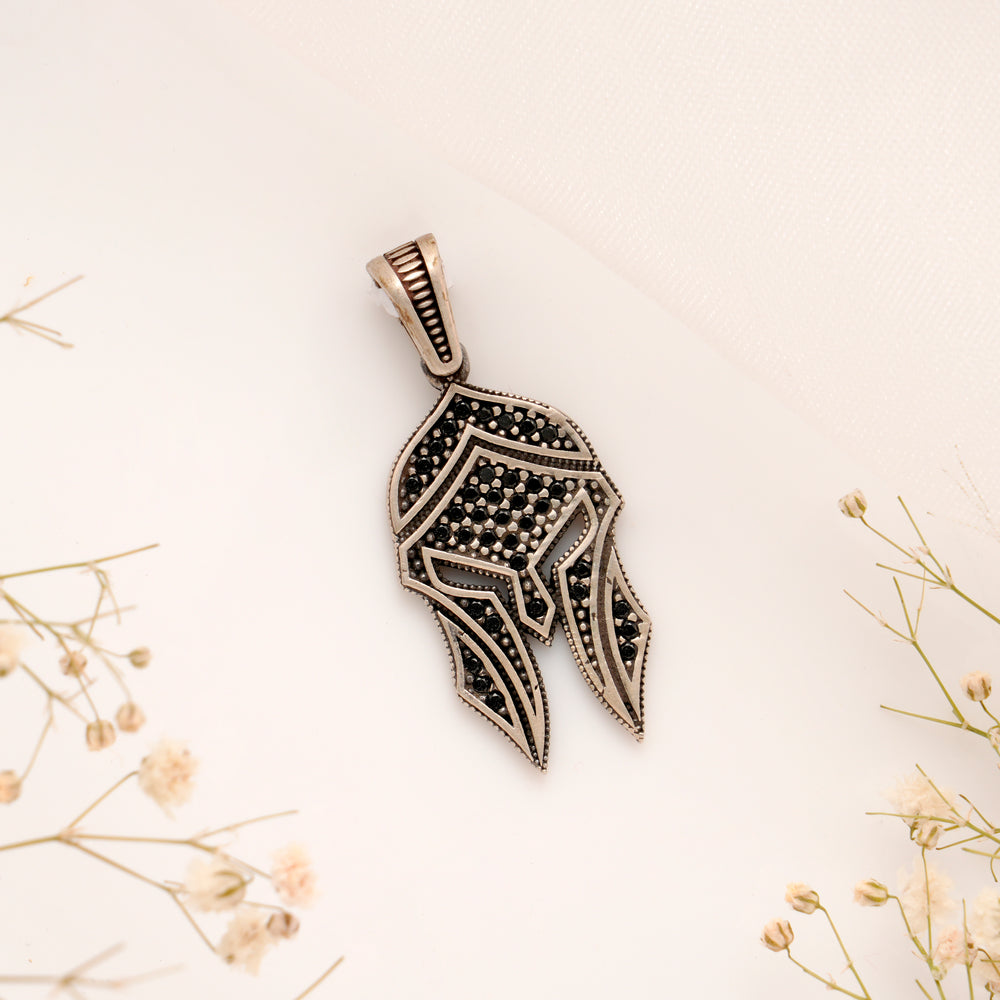 Gladiator Mask Design Silver Pendant