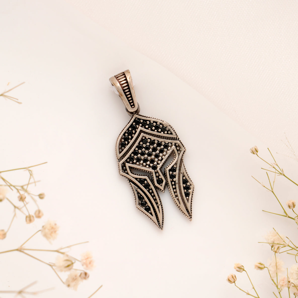 Gladiator Mask Design Silver Pendant