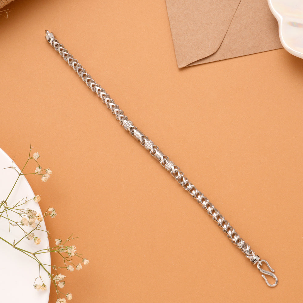 Men’s Curb Chain Link Silver Bracelet