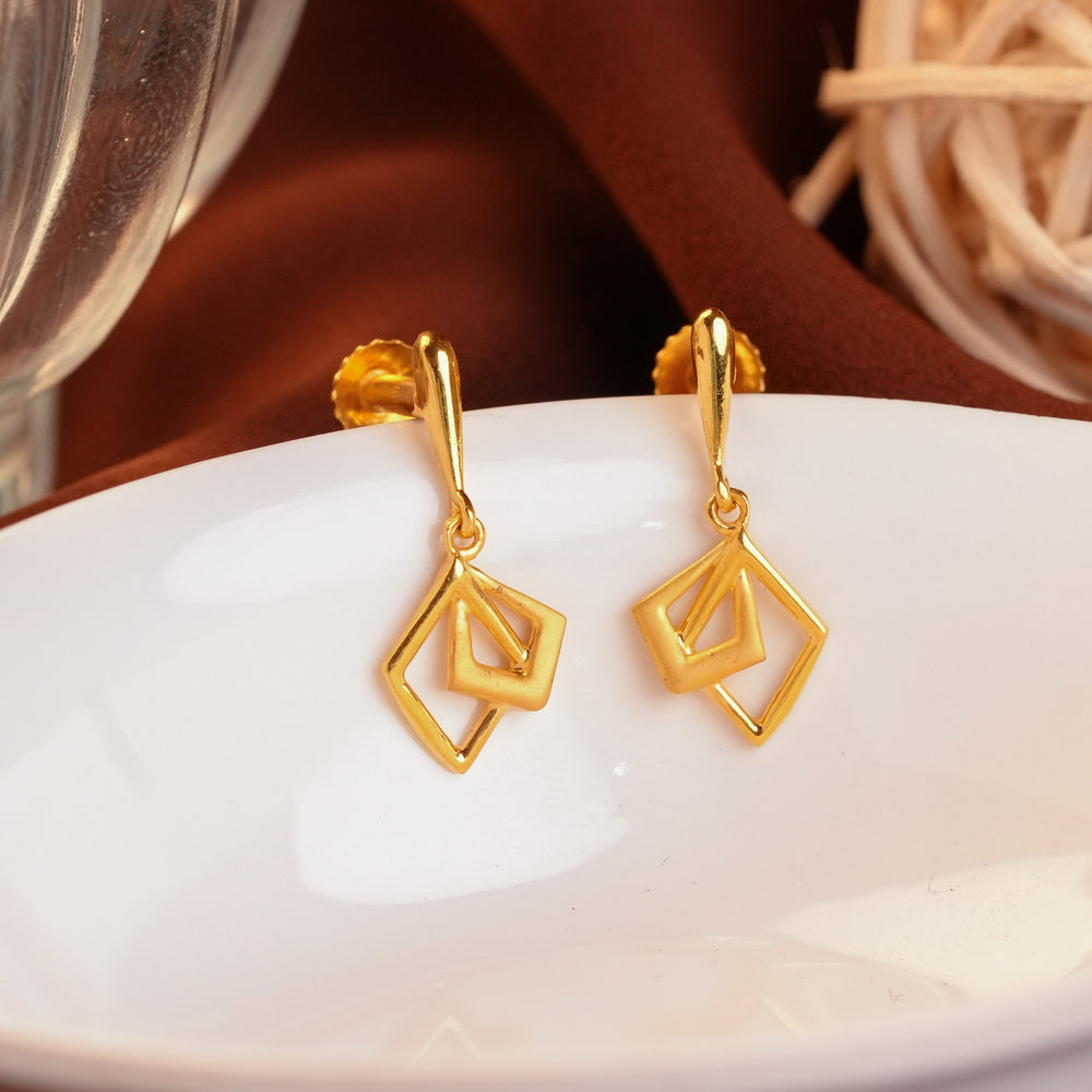 Gold Geometric Square Drop Earrings
