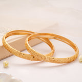 Traditional Leaf Design Engraved Golden Bangles