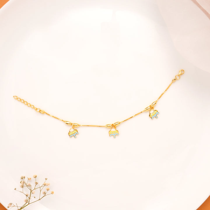 Spaceship Charm Golden Plated Bracelet