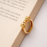 Double Headed Tiger Design Golden Ring