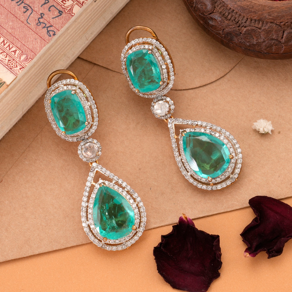 Royal Halo Emerald Swarovski Earrings