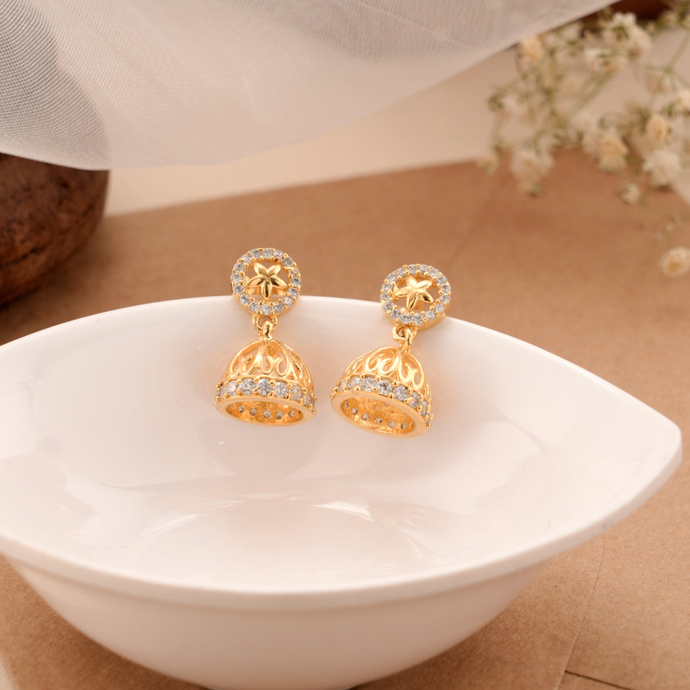 Royal Stone Studded Silver Jhumkas