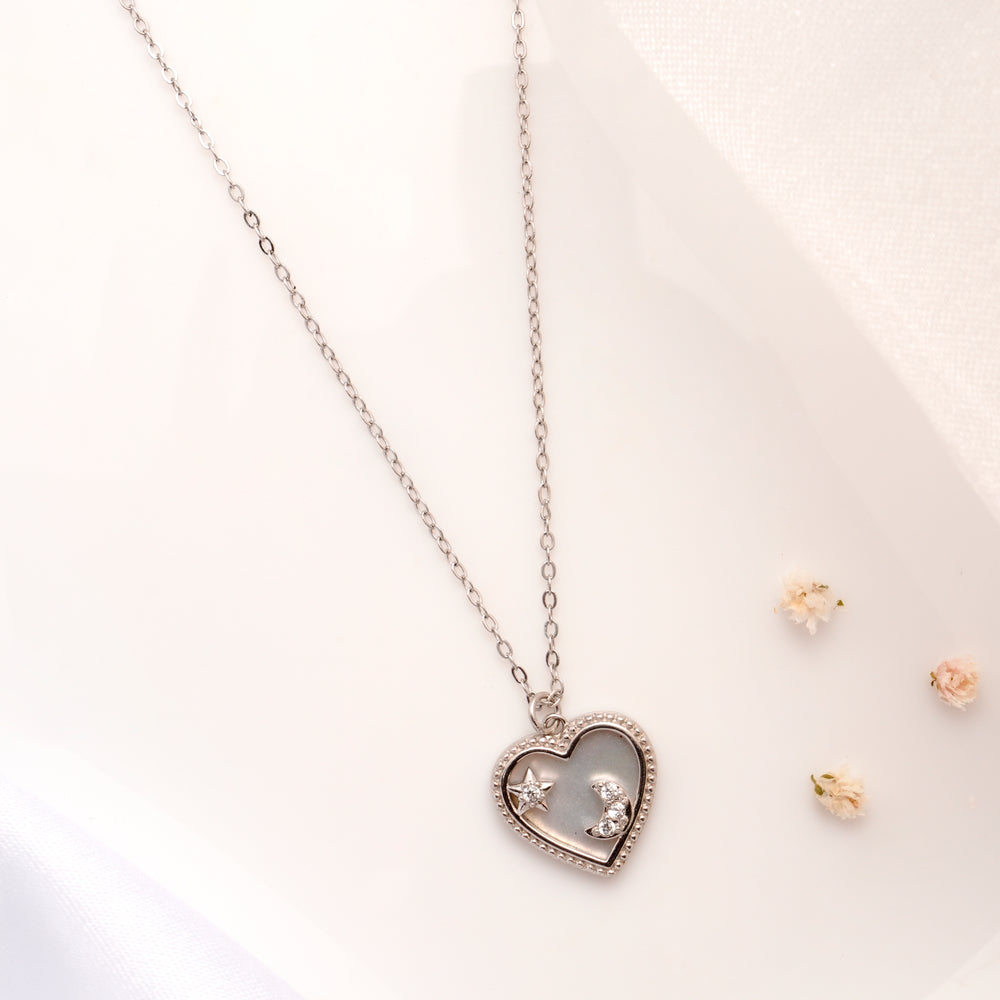 Heart and Star Shape Silver Chain
