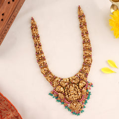Green and Pink Beads Lakshmi Haram