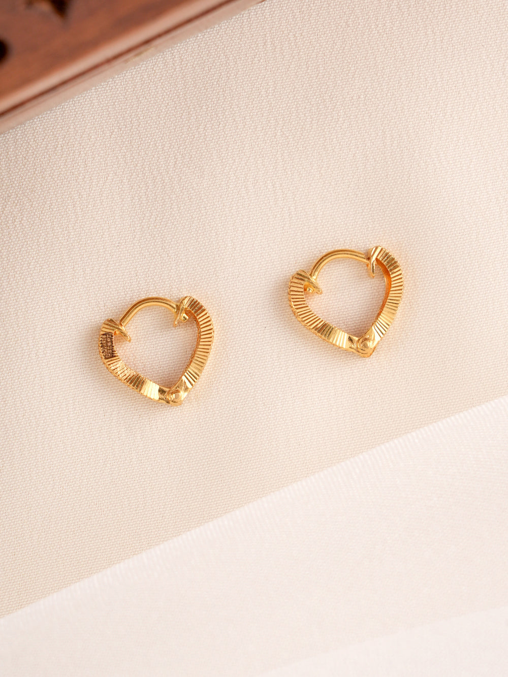 Traditional Hoop v Shape Gold Earrings