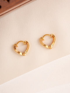 Traditional Hoop v Shape Gold Earrings