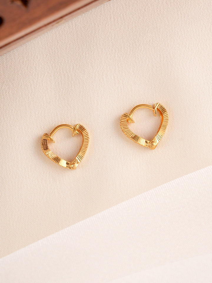 Traditional Hoop v Shape Gold Earrings