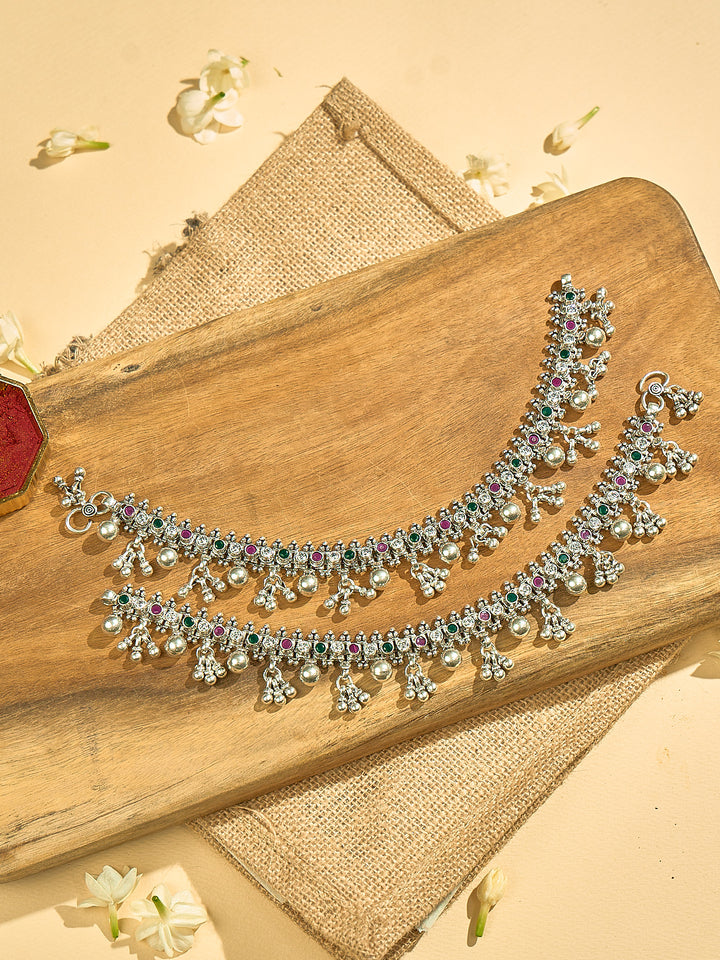 Vintage Emerald & Ruby Charm Anklets