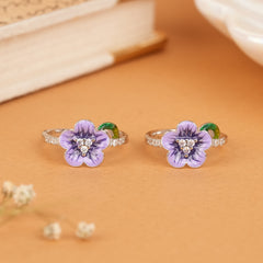 Vibrant Purple Flower Enamel Silver Fancy Metti