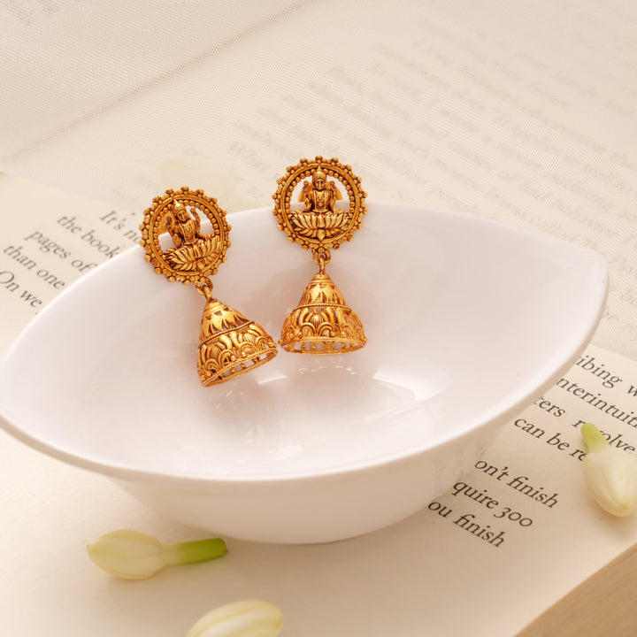 Traditional Lakshmi Nagas Golden Jhumkas