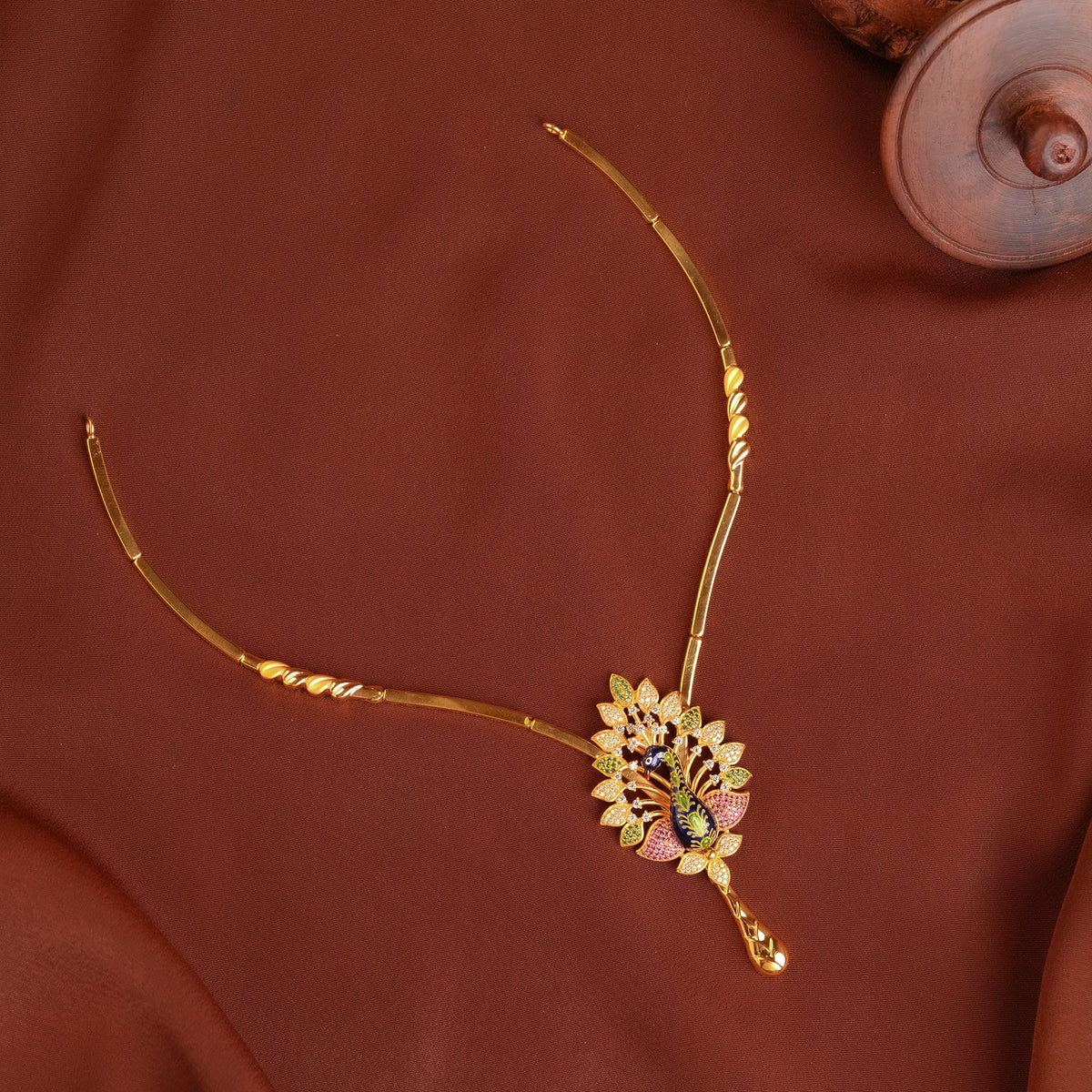 Gold Peacock Pendant Necklace