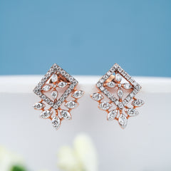 Geometric Design Leafy Pattern Diamond Earring