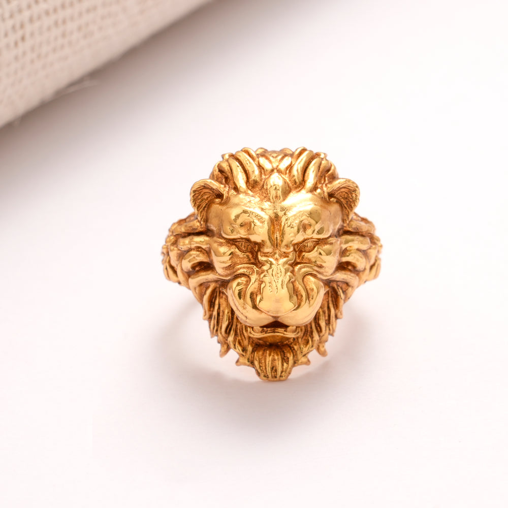 Iconic Lion Face Golden Ring for Men