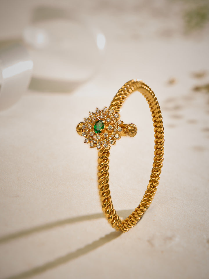 Emerald Flower Single Openable Bangle