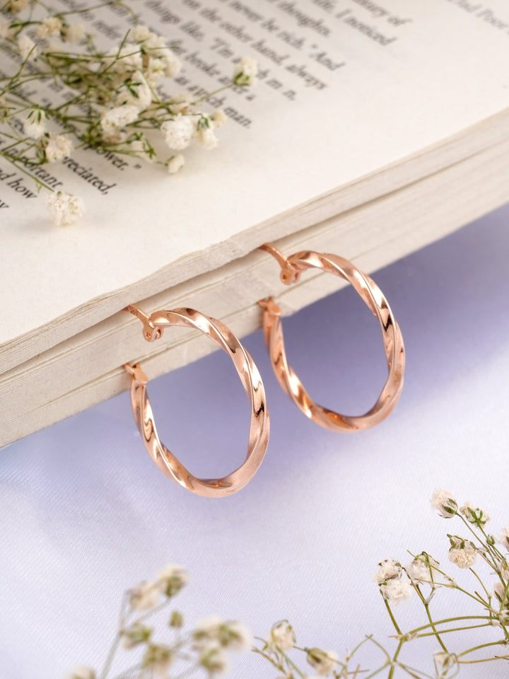 Eternal Twist Silver Rose Gold Hoops