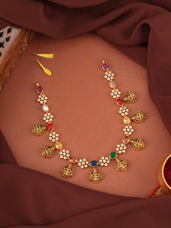 Multi Colour Stone with Lakshmi Necklace