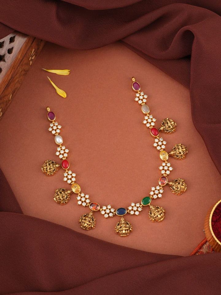Multi Colour Stone with Lakshmi Necklace
