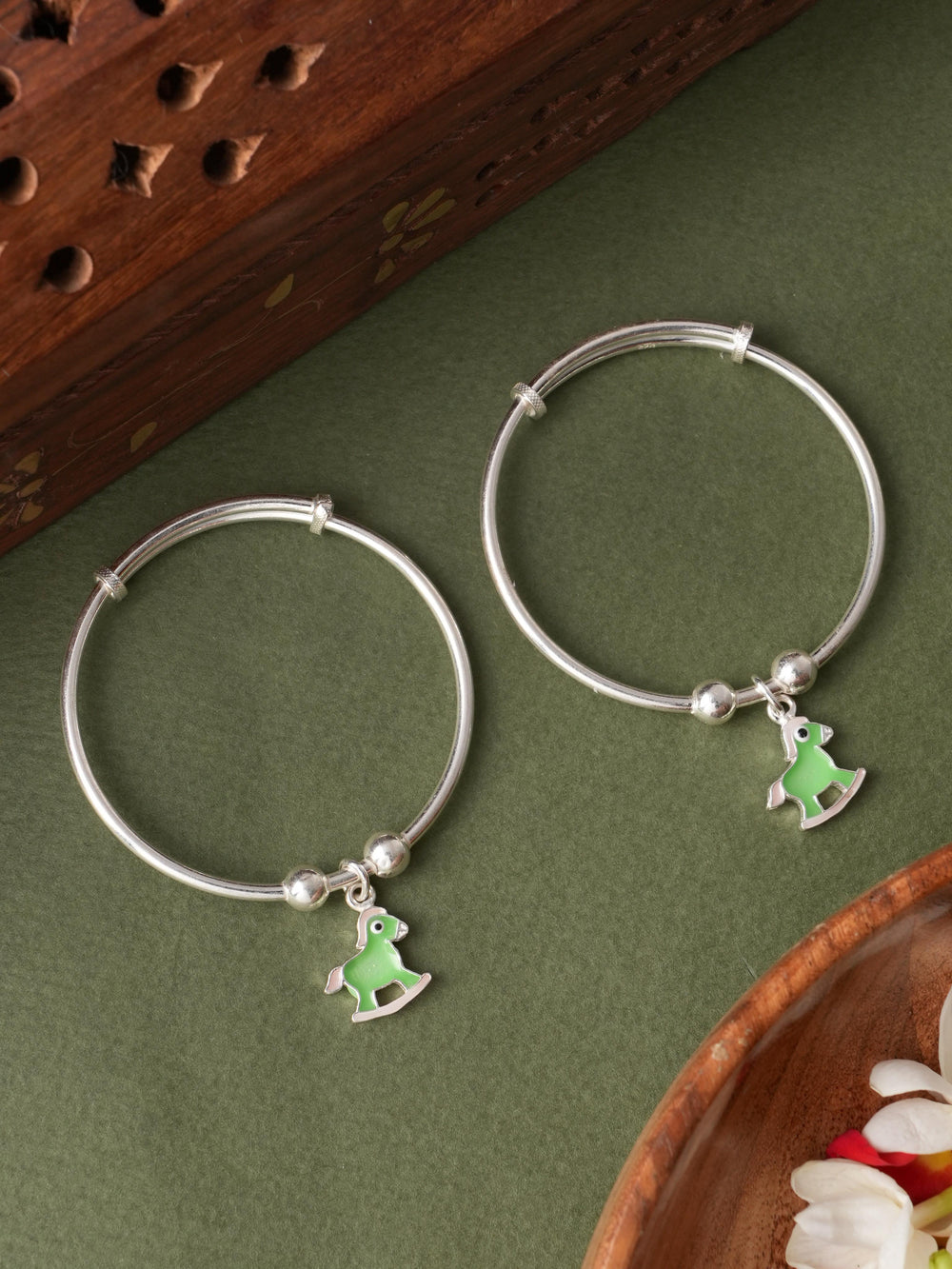 Wooden Horse Charm Baby Bangles