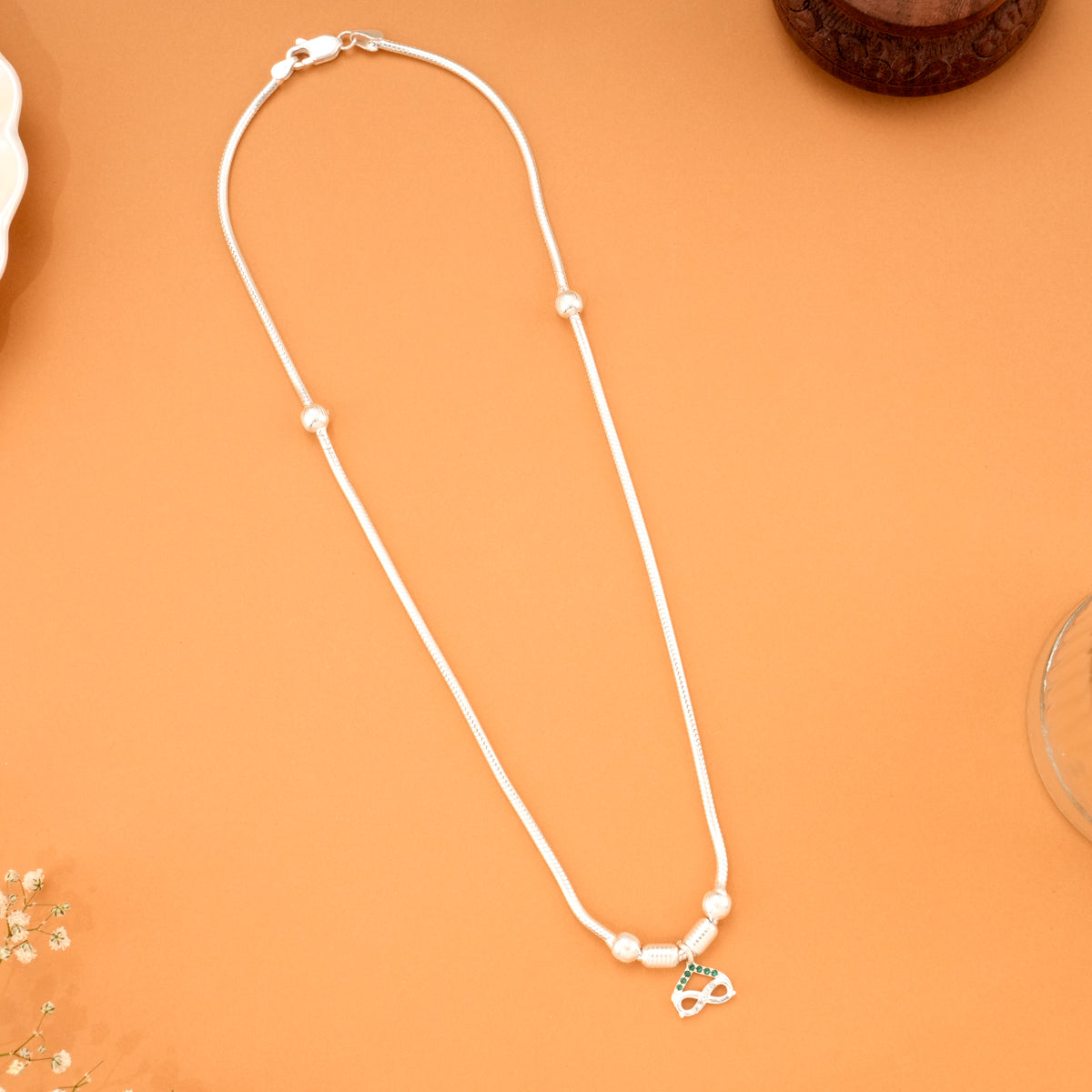 Charm Infinity Beaded Silver Chain